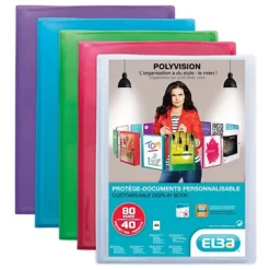 ELBA Protège-documents Personnalisable Polyvision 40 Pochettes, Polypropylène, A4, Coloris Assortis (Lot De 12)
