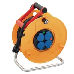 Enrouleur De Câble Professionnel Pour Milieu Humide 25 M, 4 Prises, IP44 25m H07RN-F 3G 1,5 Mm² Brennenstuhl