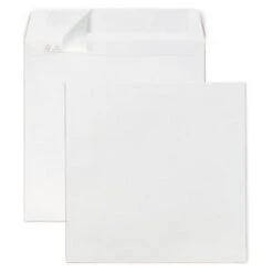 Enveloppe Carrée Blanche Papier Vélin 235 X 235 Mm 120g Sans Fenêtre Fermeture Auto-adhésive - Boîte De 250