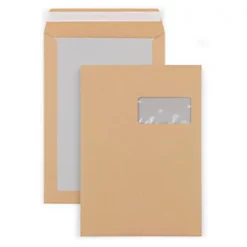 Enveloppe Kraft Brun 229 X 324 Mm 120g Dos Carton Avec Fenêtre 50 X 100 Mm Fermeture Auto-adhésive - Boîte De 100