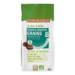 ETHIQUABLE Café En Grains Equateur, Arabica D'altitude - Intensité 3 - Sachet De 1 Kg