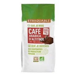 ETHIQUABLE Café Moulu Équateur, Arabica, Sachet, 1 Kg