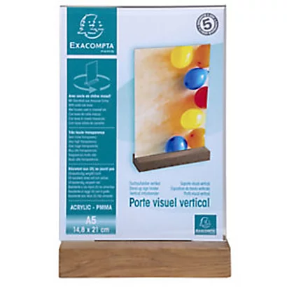 Exacompta Présentoir De Document Vertical A5 Cristal Avec Socle En Bois - Transparent - Lot De 5 1 Exacompta Présentoir De Document Vertical A5 Cristal Avec Socle En Bois - Transparent - Lot De 5