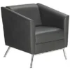 Fauteuil Accueil LODGE Simili Cuir Avec Accoudoirs Noir