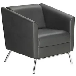 Fauteuil Accueil LODGE Simili Cuir Avec Accoudoirs Noir