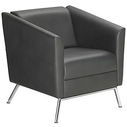 Fauteuil Accueil LODGE Simili Cuir Avec Accoudoirs Noir 1 Fauteuil Accueil LODGE Simili Cuir Avec Accoudoirs Noir