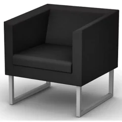 Fauteuil D'accueil Sten 1 Place Tissu Anthracite Piètement Acier Aluminium