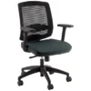 Fauteuil De Bureau Malice Avec Accoudoirs 3D, Dossier H.50 Cm - Maille Filet / Tissu Gris Anthracite