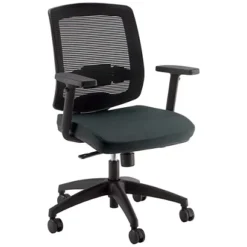 Fauteuil De Bureau Malice Avec Accoudoirs 3D, Dossier H.50 Cm - Maille Filet / Tissu Gris Anthracite