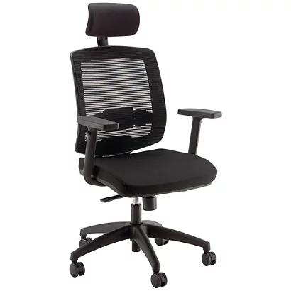 Fauteuil De Bureau Malice Avec Appui-tête Et Accoudoirs 3D, Dossier H.75 Cm - Maille Filet / Noir 1 Fauteuil De Bureau Malice Avec Appui-tête Et Accoudoirs 3D, Dossier H.75 Cm - Maille Filet / Noir