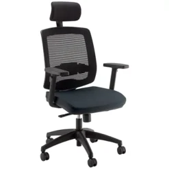 Fauteuil De Bureau Malice Avec Appui-tête Et Accoudoirs 3D, Dossier H.75 Cm - Maille Filet / Tissu Gris Anthracite