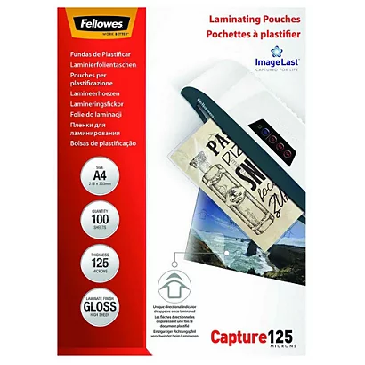 FELLOWES Pochettes De Plastification ImageLast A4 125 Microns - Boîte De 100 1 FELLOWES Pochettes De Plastification ImageLast A4 125 Microns - Boîte De 100