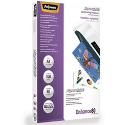 FELLOWES Pochettes De Plastification SuperQuick A4 80 Microns - Boîte De 100