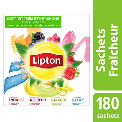 Lipton Feel Good Selection Coffret Thés Et Infusions - 180 Sachets Fraîcheur - Boîte 12 X 15 Unités 1 Lipton Feel Good Selection Coffret Thés Et Infusions - 180 Sachets Fraîcheur - Boîte 12 X 15 Unités