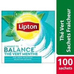 Lipton Thé Vert, Menthe, Sachet, 1,5 G - Paquet 100 Unités