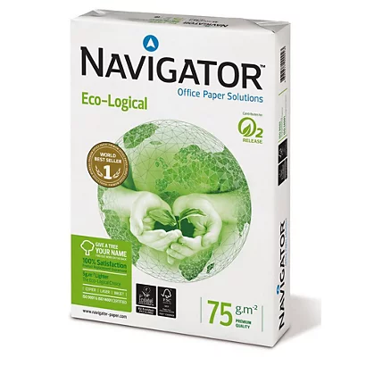Navigator Papier A4 Blanc 75g Eco-Logical - Ramette De 500 Feuilles - Lot De 5 1 Navigator Papier A4 Blanc 75g Eco-Logical - Ramette De 500 Feuilles - Lot De 5