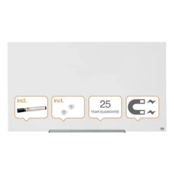 Nobo Diamond Tableau Mural En Verre Magnétique Et Effaçable à Sec - 120 X 70 Cm Blanc Brillant