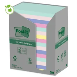 Notes Repositionnables Recyclées Collection Nature Post-it, 16 Blocs 76 X 127 Mm