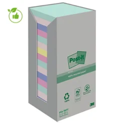 Notes Repositionnables Recyclées Collection Nature Post-it, 16 Blocs 76 X 76 Mm