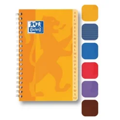 OXFORD Répertoire Alphabétique ESSENTIAL 9 X 14 Cm, à Spirale, 100 Pages Petits Carreaux 5x5, Couverture En Carte Coloris Assortis (Lot De 10)