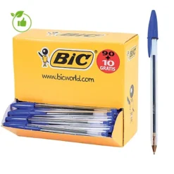 Pack 90 + 10 Stylos-bille Bic® Cristal Medium Bleus