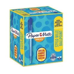 Paper Mate InkJoy 100 RT Stylo Bille Rétractable Pointe Moyenne 1 Mm Bleu - Boîte De 80 + 20 OFFERTS
