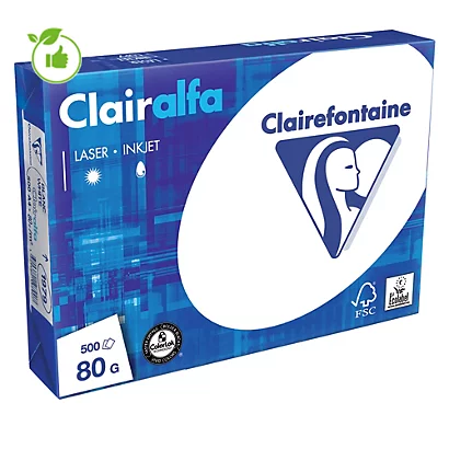 Papier Blanc Clairalfa Clairefontaine A4 80g, 5 Ramettes De 500 Feuilles 1 Papier Blanc Clairalfa Clairefontaine A4 80g, 5 Ramettes De 500 Feuilles