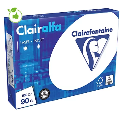 Papier Blanc Clairalfa Clairefontaine A4 90g, 5 Ramettes De 500 Feuilles 1 Papier Blanc Clairalfa Clairefontaine A4 90g, 5 Ramettes De 500 Feuilles