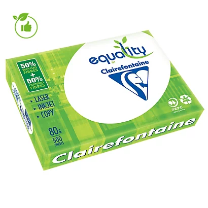 Papier Blanc écologique Clairefontaine Equality A4 80g, 5 Ramettes De 500 Feuilles 1 Papier Blanc écologique Clairefontaine Equality A4 80g, 5 Ramettes De 500 Feuilles