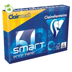 Papier Blanc Smart Print Clairefontaine A4 60g, 5 Ramettes De 500 Feuilles