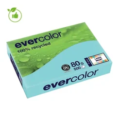 Papier Couleur Evercolor Clairefontaine Bleu A4 80g, 5 Ramettes De 500 Feuilles
