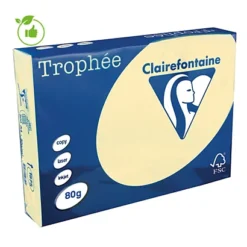 Papier Couleur Trophée Clairefontaine Ivoire A4 80g, 5 Ramettes De 500 Feuilles
