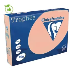 Papier Couleur Trophée Clairefontaine Saumon A4 80g, 5 Ramettes De 500 Feuilles