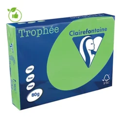 Papier Couleur Trophée Clairefontaine Vert Menthe A4 80g, 5 Ramettes De 500 Feuilles