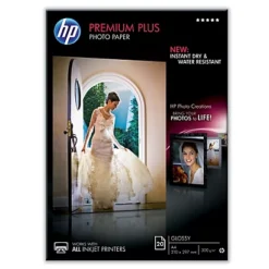 Papier Photo HP Premium Plus CR672A A4 300g Jet D'encre, Pochette 20 Feuilles