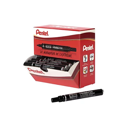 Pentel N50 - Marqueur Permanent Pointe Ogive Trait 1,5 Mm - Noir - Boîte De 36 1 Pentel N50 - Marqueur Permanent Pointe Ogive Trait 1,5 Mm - Noir - Boîte De 36