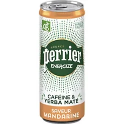 Perrier Energize Boisson énergisante Bio Saveur Mandarine - Canette Slim 33 Cl - Lot De 24