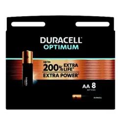 Piles Alcalines Duracell Optimum LR06 AA, Lot De 8
