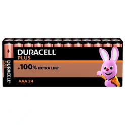 Piles Alcalines Duracell Plus LR03 AAA, Lot De 24