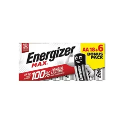 Piles Alcalines Energizer Max LR06 AA, Lot De 18 + 6
