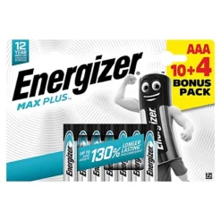 Piles Alcalines Energizer Max Plus LR03 AAA, Lot De 14