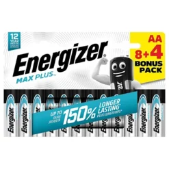 Piles Alcalines Energizer Max Plus LR06 AA, Lot De 8 + 4