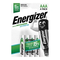 Piles Rechargeables Energizer Extrême 800mAh LR03 AAA, Lot De 4