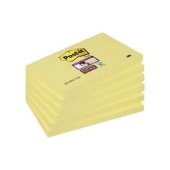 POST-IT Bloc 90 Feuilles Notes Repositionnables Super Sticky Rectangle Canary Yellow™, 76 X 127 Mm, Lot De 6