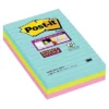 Post-it Bloc De Notes Super Sticky Lignées 101 X 152 Mm Collection Multicolore Miami - Lot De 3 Blocs De 90 Feuilles