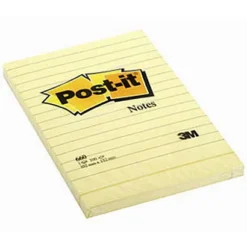 Post-it Notes Repositionnables Recyclées Lignées Rectangle 102 X 152 Mm Jaune - Lot De 6 Blocs De 100 Feuilles