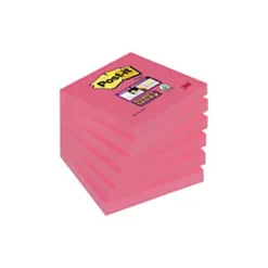 Post-it Notes Repositionnables Super Sticky Carré Coquelicot, 76 X 76 Mm - Lot De 6 Blocs De 90 Feuilles