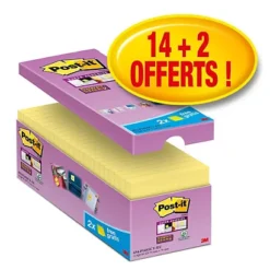 Post-it Notes Super Sticky 76 X 76 Mm Jaune Canary - Pack Avantage De 16 Blocs 90 Feuilles