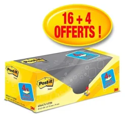 Post-it Pack Avantage De 20 Blocs 100 Feuilles Notes Repositionnables En Carré Jaune, 76 X 76 Mm