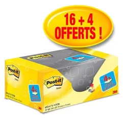 Post-it Pack Avantage De 20 Blocs De Notes Adhésives Classiques - 38 X 51 Mm - Couleur : Jaune